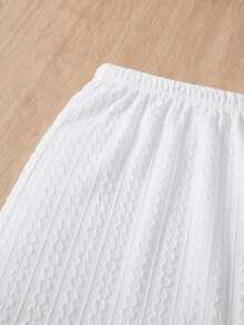 SHEIN 小女童字母補丁細節半身裙 - 白色 - 查看 4