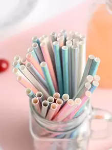 25入組/套金屬質感一次性吸管 - 彩色 - 查看 1