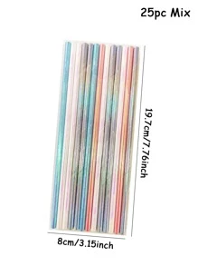 25入組/套金屬質感一次性吸管 - 彩色 - 查看 3