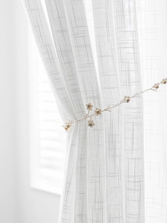 1pc White Sheer Panel Curtain With Curtain Tieback, Modern Polyester Light Filtering Privacy Sheer Curtain For Home