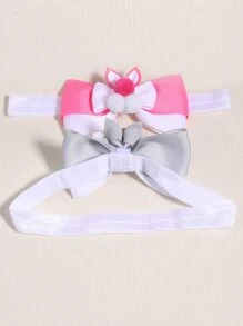 2 szt. Baby Pom Pom & Bow Decor opaska do włosów - Wielokolorowe - Zobacz 2
