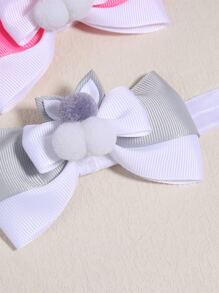 2 szt. Baby Pom Pom & Bow Decor opaska do włosów - Wielokolorowe - Zobacz 3