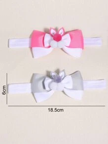 2 szt. Baby Pom Pom & Bow Decor opaska do włosów - Wielokolorowe - Zobacz 4