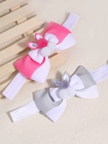 2 szt. Baby Pom Pom & Bow Decor opaska do włosów - Wielokolorowe - Zobacz 5