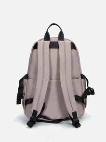 3pcs Men Letter Graphic Casual Daypack Set With pen bag Bookbag Set College Bag Set High School Students Graduate Students University Freshman Sophomore for Commute, Outdoors, Hiking Travel - Dusty Pink - View 3