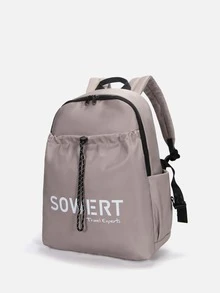 3pcs Men Letter Graphic Casual Daypack Set With pen bag Bookbag Set College Bag Set High School Students Graduate Students University Freshman Sophomore for Commute, Outdoors, Hiking Travel - Dusty Pink - View 7