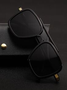 Men's Fashion Double Bridge Retro Stylish Glasses - Black - View 1