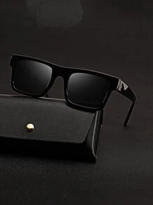 Men Square Frame Sunglasses - Black - View 1