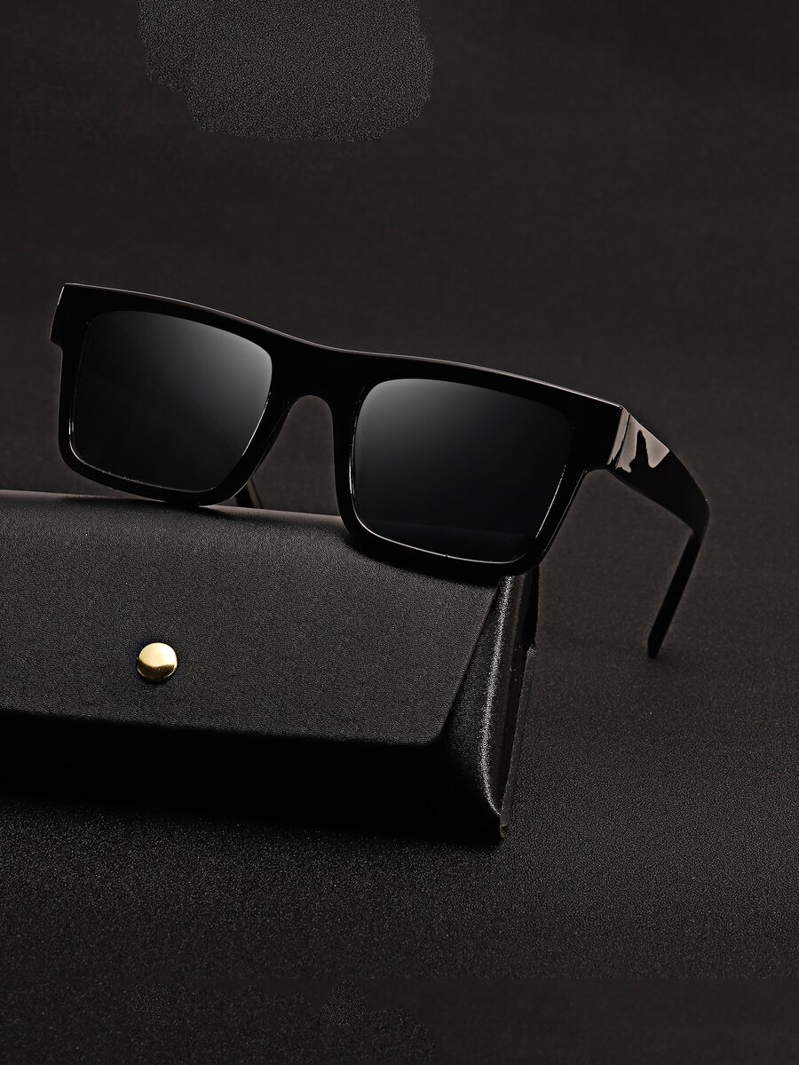 Men Square Frame Sunglasses - Black - View 1
