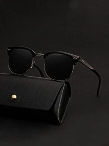 1 Pair Unisex Retro Half-Frame Fashion Glasses, European And American Style Beach Accessories Glasses Shades For Summer Beach Vacation,Outdoor,Travel - Black - View 5