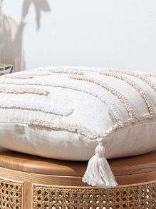 1pc 3D Asymmetrical Striped Tufted Embroidered Cushion Cover, Pillow Cover Only (No Filler Included)
