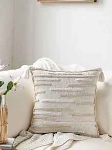 1pc 3D Asymmetrical Striped Tufted Embroidered Cushion Cover, Pillow Cover Only (No Filler Included)