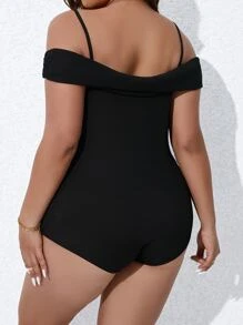 Calvaya Body de hombros descubiertos con abertura delantera - Negro - Ver 2