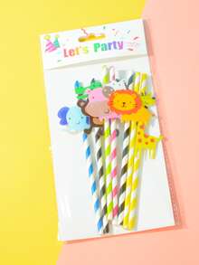 7 cái/bộ Giấy Ống Hút Dùng Một Lần, Thiết Kế Hình Thú Hoạt Hình Ống Hút Dùng Một Lần Cho Bữa Tiệc - Nhiều màu - Xem 3