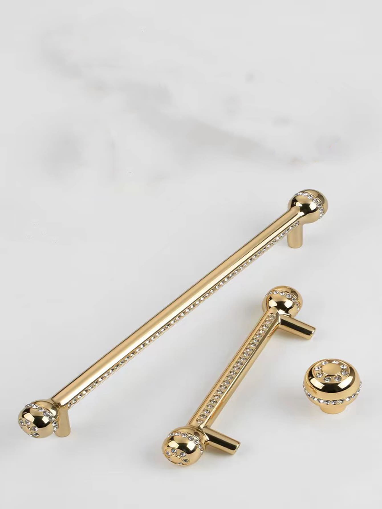 1 Ngăn Kéo Hợp Kim Kẽm Kéo, Tay Cầm Ngăn Kéo Trang Trí Bằng Kim Cương Giả Bắc Âu Cho Gia Đình - Vàng - Xem 1