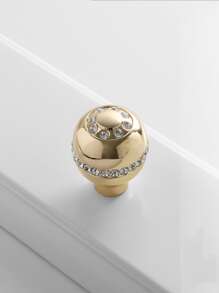 1 Ngăn Kéo Hợp Kim Kẽm Kéo, Tay Cầm Ngăn Kéo Trang Trí Bằng Kim Cương Giả Bắc Âu Cho Gia Đình - Vàng - Xem 2