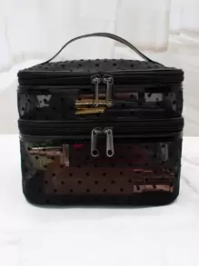 Túi trang điểm hai lớp, Đồ dùng cần thiết khi đi du lịch - màu đen - Xem 1