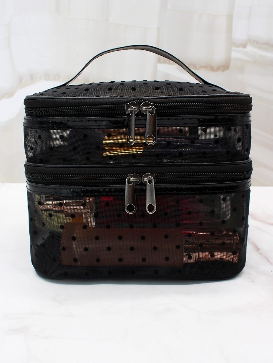 Túi trang điểm hai lớp, Đồ dùng cần thiết khi đi du lịch - màu đen - Xem 1
