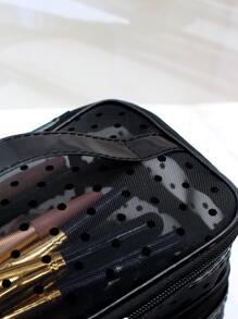 Túi trang điểm hai lớp, Đồ dùng cần thiết khi đi du lịch - màu đen - Xem 3