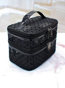 Túi trang điểm hai lớp, Đồ dùng cần thiết khi đi du lịch - màu đen - Xem 4