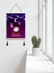 1pc Chemical Fiber Unframed Painting, Modern Rama Lantern Pattern Unframed Painting For Home - Multicolor - View 4