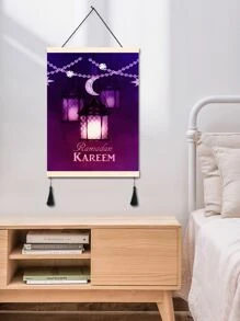 1pc Chemical Fiber Unframed Painting, Modern Rama Lantern Pattern Unframed Painting For Home - Multicolor - View 7