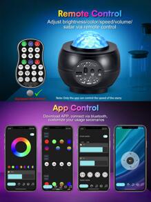 1 pieza Proyector de lámpara de puesta de sol ABS proyección romántico con patrón de galaxia para fiesta - Negro - Ver 4