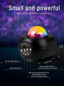 1 pieza Proyector de lámpara de puesta de sol ABS proyección romántico con patrón de galaxia para fiesta - Negro - Ver 6