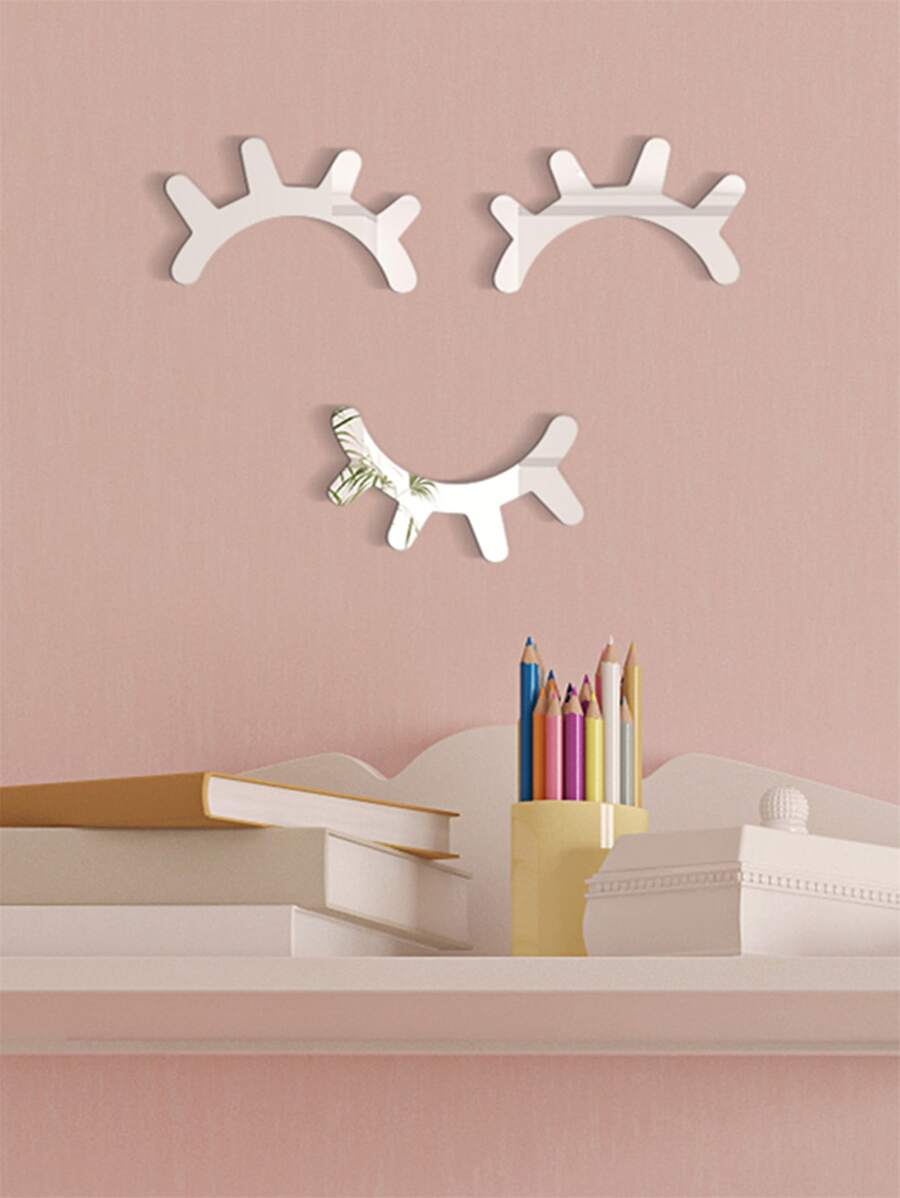 1 set autocolant de perete cu oglindă PMMA, design de desene animate, autocolant argintiu pentru decorarea camerei, decor de perete, oglindă de perete, oglindă pentru cameră, decor de baie, decor de living - Argint - Vizualizare 1