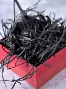 1包彩色碎皺紋紙拉菲草填充物用於DIY婚禮派對禮品盒糖果材料包裝填充物 - 黑色 - 查看 1