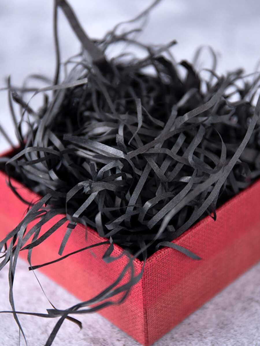 1包彩色碎皺紋紙拉菲草填充物用於DIY婚禮派對禮品盒糖果材料包裝填充物 - 黑色 - 查看 1