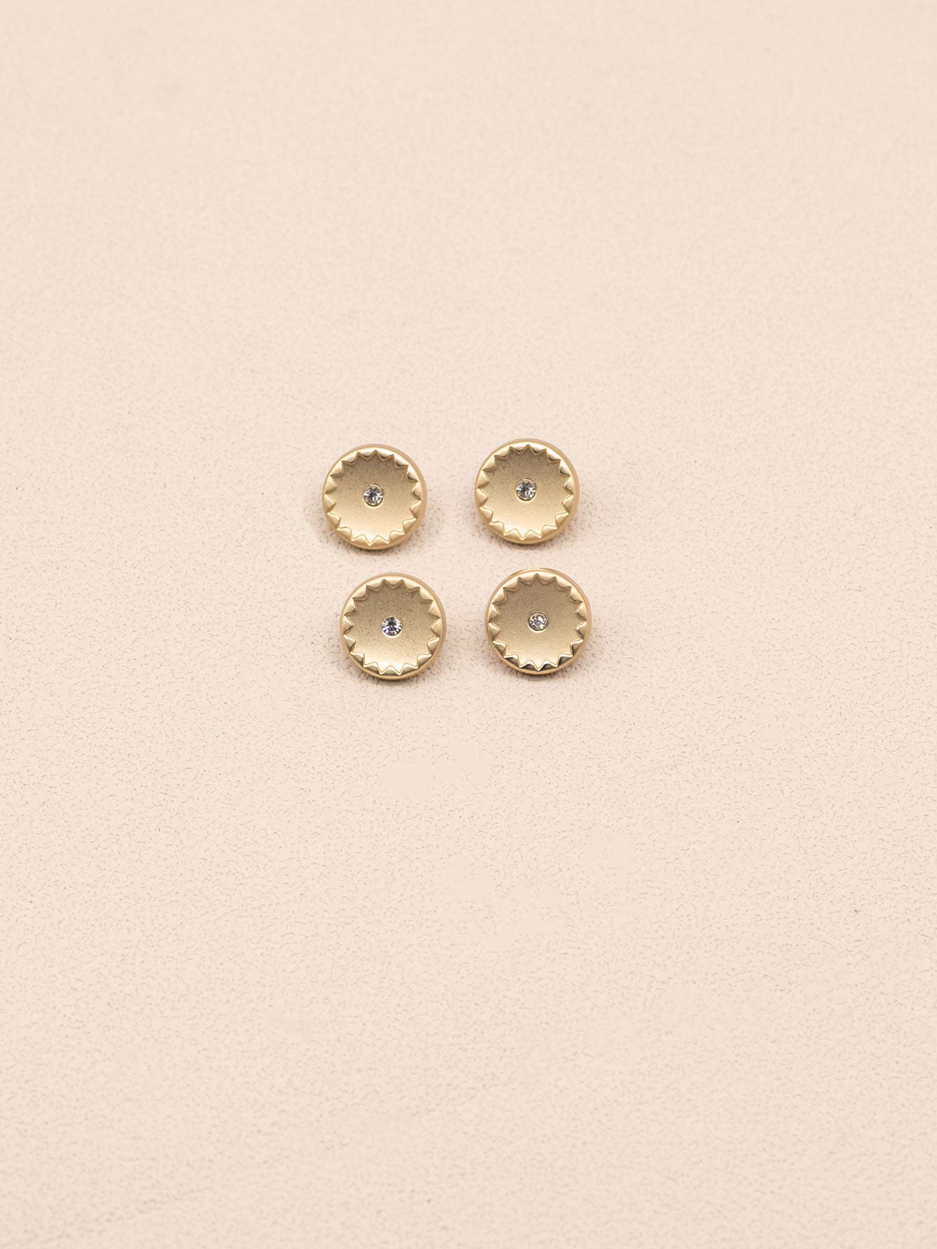 4 Nút Mini Hợp Kim Kẽm, Nút Tròn Trang Trí Kim Cương Giả Kim Loại Sang Trọng Để May - Hoa hồng vàng - Xem 1