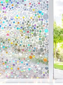 1pc PVC Window Privacy Film, Modern Geometric Pattern Removable, Oil Proof Decorative Film For Living Room, Bathroom Gifts Birthday Graduation