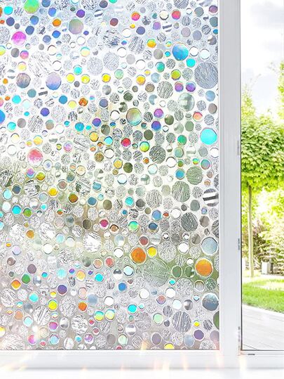 1pc PVC Window Privacy Film, Modern Geometric Pattern Removable, Oil Proof Decorative Film For Living Room, Bathroom Gifts Birthday Graduation