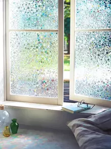 1pc PVC Window Privacy Film, Modern Geometric Pattern Removable, Oil Proof Decorative Film For Living Room, Bathroom Gifts Birthday Graduation