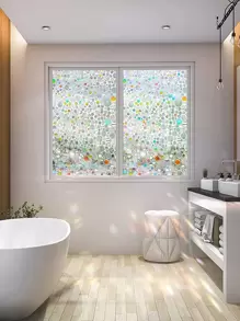 1pc PVC Window Privacy Film, Modern Geometric Pattern Removable, Oil Proof Decorative Film For Living Room, Bathroom Gifts Birthday Graduation