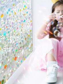 1pc PVC Window Privacy Film, Modern Geometric Pattern Removable, Oil Proof Decorative Film For Living Room, Bathroom Gifts Birthday Graduation