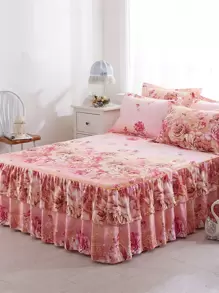 1 Họa Tiết Hoa Đồ Họa Giường Váy, Hoạt Hình Vải Chăn Ga Giường Váy Cho Gia Đình, Tất Cả Các Mùa - Nhiều màu - Xem 1