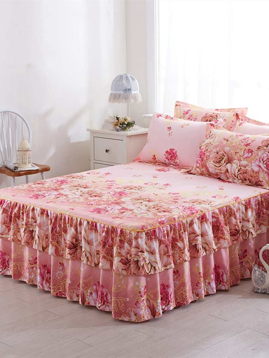 1 Họa Tiết Hoa Đồ Họa Giường Váy, Hoạt Hình Vải Chăn Ga Giường Váy Cho Gia Đình, Tất Cả Các Mùa - Nhiều màu - Xem 1