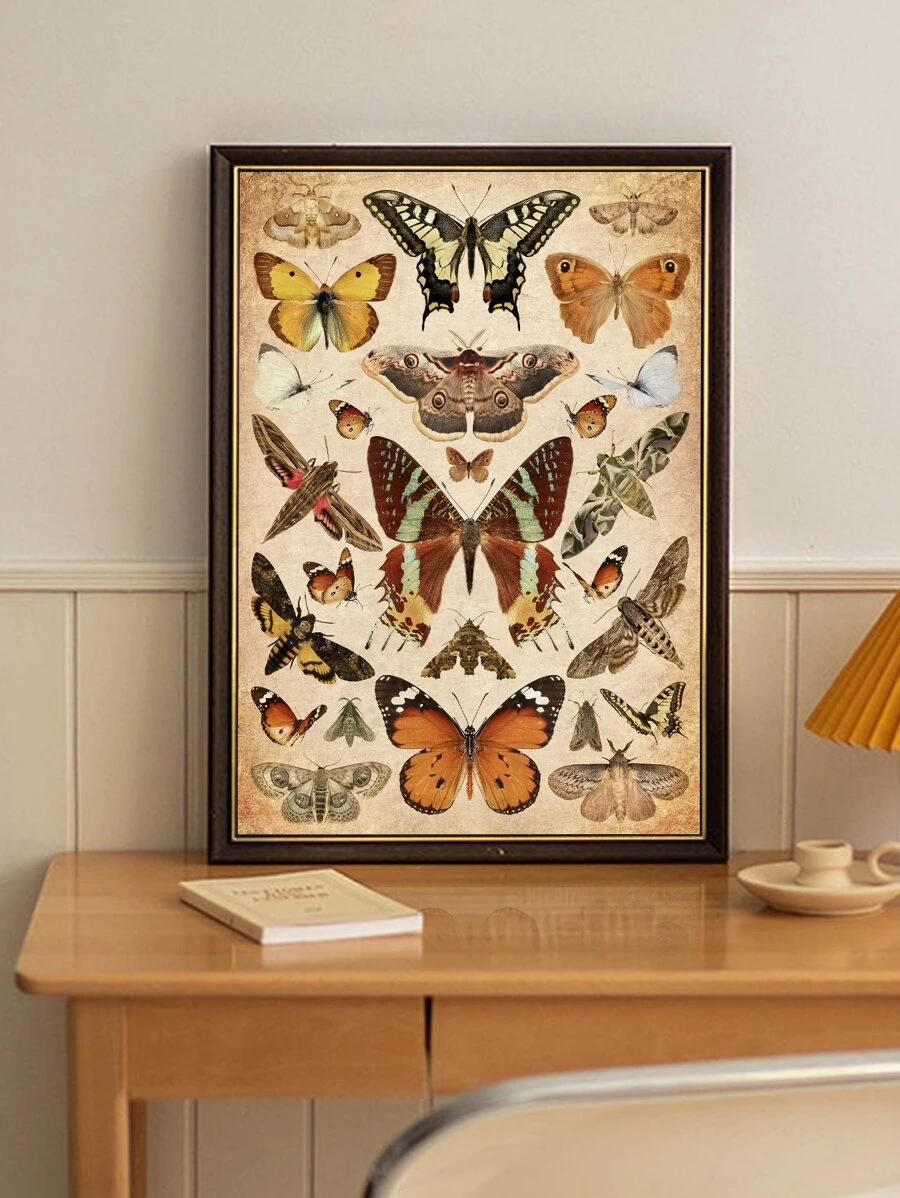 1pc Chemical Fiber Unframed Painting, Modern Butterfly Print Unframed Picture For Home Decor - Multicolor - View 1