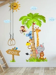 2入組張PVC牆貼可愛卡通動物圖案家居牆貼 - 彩色 - 查看 2