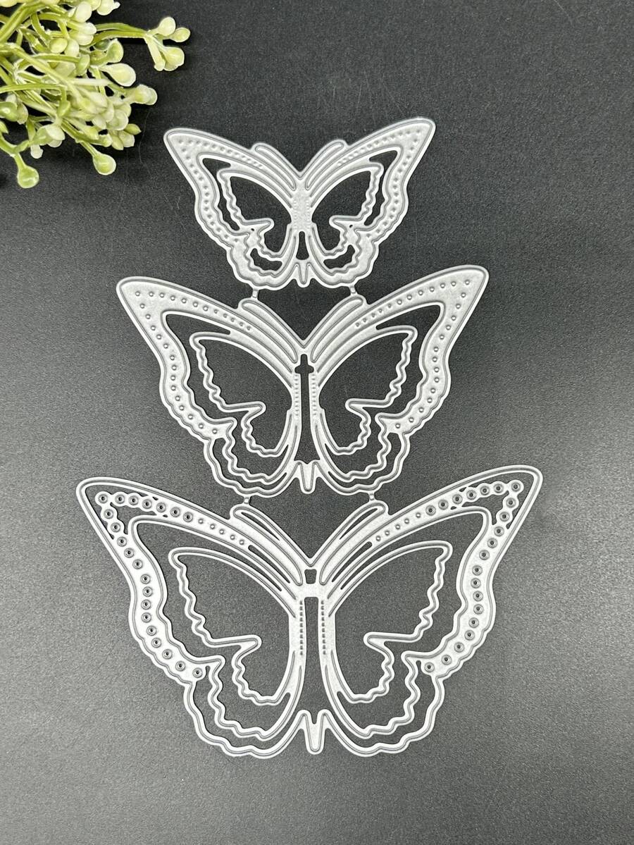 1 Máy Tính Hadfield Thép Cắt Chết, Hiện Đại Thiết Kế Bướm DIY Khắc Stencil Thủ Công Chết - Bạc - Xem 1