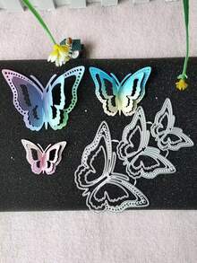 1 Máy Tính Hadfield Thép Cắt Chết, Hiện Đại Thiết Kế Bướm DIY Khắc Stencil Thủ Công Chết - Bạc - Xem 3