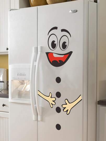 Adesivo de parede de PVC de 1 peça, adesivo de geladeira com estampa de expressão fofa para decoração de cozinha e casa