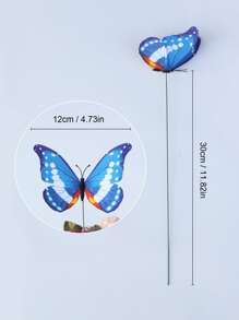 8pcs Colorful Butterfly Stakes, 3D Artificial Butterfly Decor, Garden & Patio Decor, Random Pattern - Multicolor - View 2