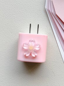 5入組花朵裝飾數據線保護頭套裝 - 粉色 - 查看 4