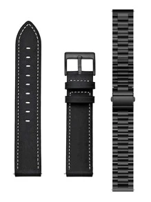 2 chiếc dây đeo đồng hồ trơn tương thích với đồng hồ Samsung - màu đen - Xem 2