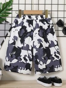 男孩迷彩印花彈性腰帶短褲