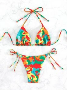 Women's Colorful Printed Tankini Swimsuit, Random Print - Multicolor - View 2