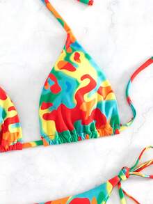 Women's Colorful Printed Tankini Swimsuit, Random Print - Multicolor - View 4